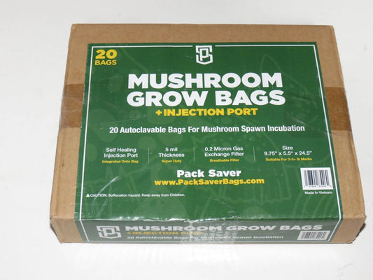 20 Pack Mushroom Grow Bags with Healing Injection Port, Breathable & Sterile for Easy Cultivation - Ideal for Growing Mushrooms
