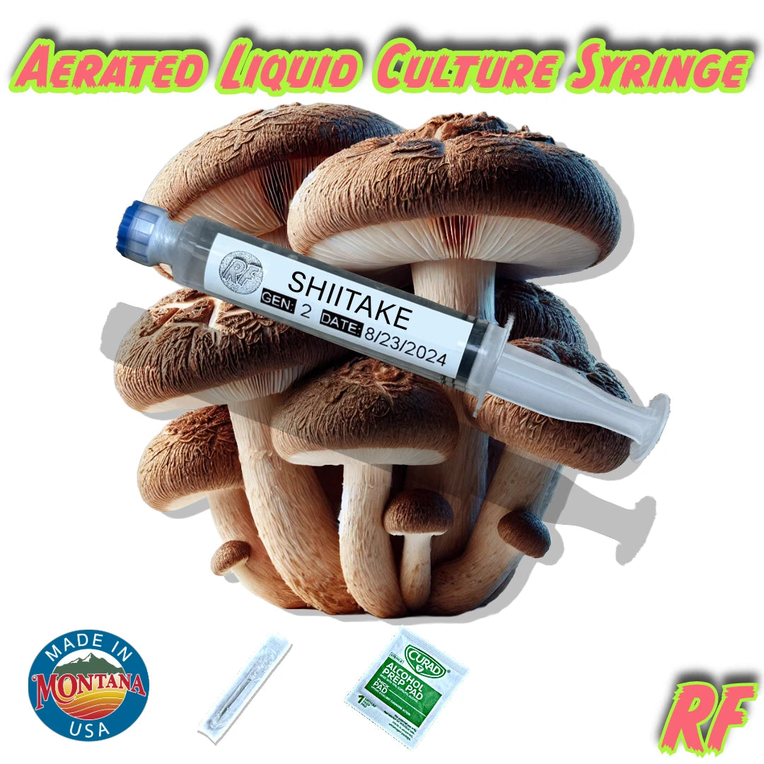 Organic Shiitake Liquid Culture Syringe Kit - 12ml Lentinula edodes - Sterile Mushroom Culture with Needle & Alcohol Prep Pad