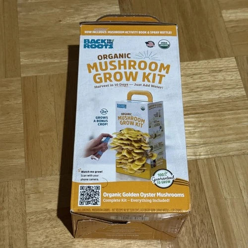 Organic Mushroom Grow Kit - Golden Variety - Back to the Roots - Harvest in 10 Days - Easy Indoor Gardening
