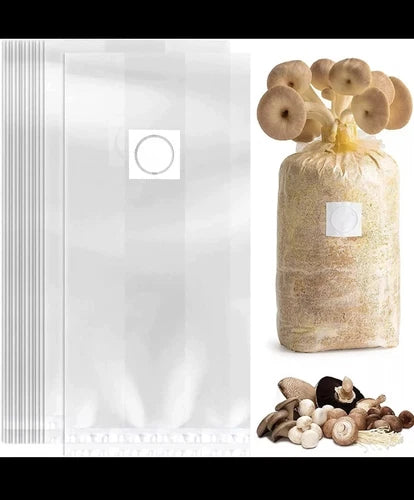 Mushroom Grow Bags 50 Count 8"x5"x20" Mycelium Sealable Bags with 0.2 Micron Filter Patch - Heat & Tear Resistant