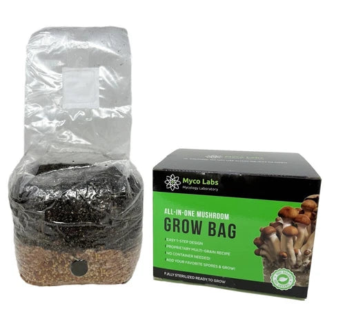 Myco Labs Mushroom Grow Kit - 4 lbs All-in-One Organic Cultivation Bag - Agaricus bisporus or Pleurotus ostreatus