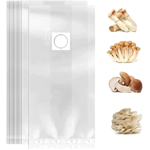 Mushroom Grow Bags 4" x 13" Sealable Gas Exchange for Mycelium Cultivation, Grain Substrate, Durable Food-Grade Plastic