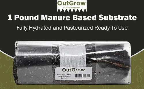 Mushroom Substrate Bag | 1 Pound Pasteurized Manure-Based for Gourmet Mushrooms | Nutrient-Rich for Mycelium Growth
