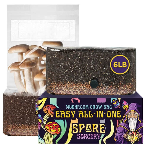 All-in-One Mushroom Grow Kit 6 lb Gourmet Mushrooms (Spores Not Included) - Easy Home Gardening, Pre-Sterilized Substrate