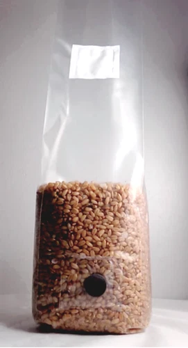 4 Pack 1.5LB Sterilized Rye Berry Mushroom Grow Bags with Injection Port - Perfect for Home Cultivation, 0.2 µm Filtered