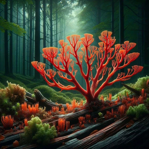Coral Inferno Mushroom Liquid Culture - Mycena coralliformia - Vibrant Orange Coral Fungi for Home Cultivation
