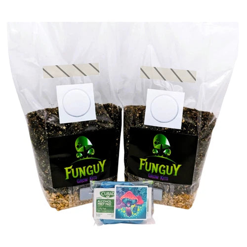 All-in-One Mushroom Growing Bags Kit - 2 Dung Loving Substrate & Rye Grain - Ideal for Pleurotus & Psilocybe Cultivation