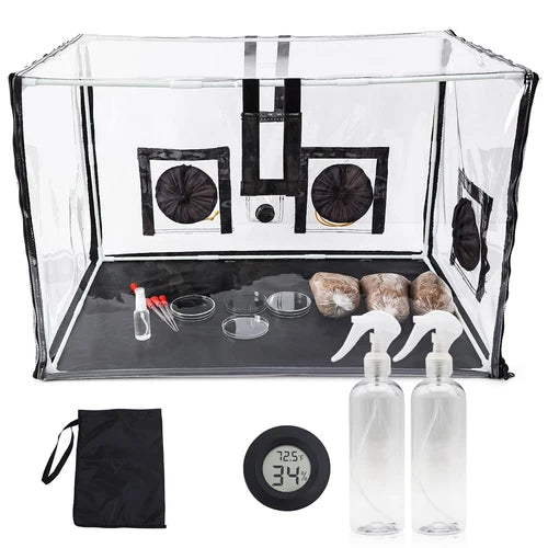 Large Mushroom Mycology Fume Hood Kit 30.5x20.5" Transparent PVC Grow Tent for Mushroom Cultivation & Propagation