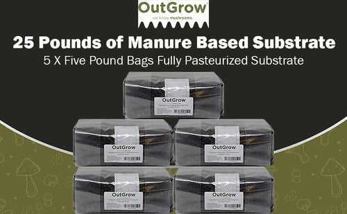 Bulk Mushroom Substrate - 25 lbs Manure Based for Gourmet Fungi - 100% Pasteurized, Ready to Use