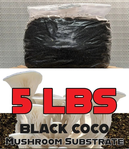 5 LBS Black Coco Mushroom Substrate - Organic Coco Coir for Mushroom Cultivation - Ideal for Shiitake, Oyster, and More