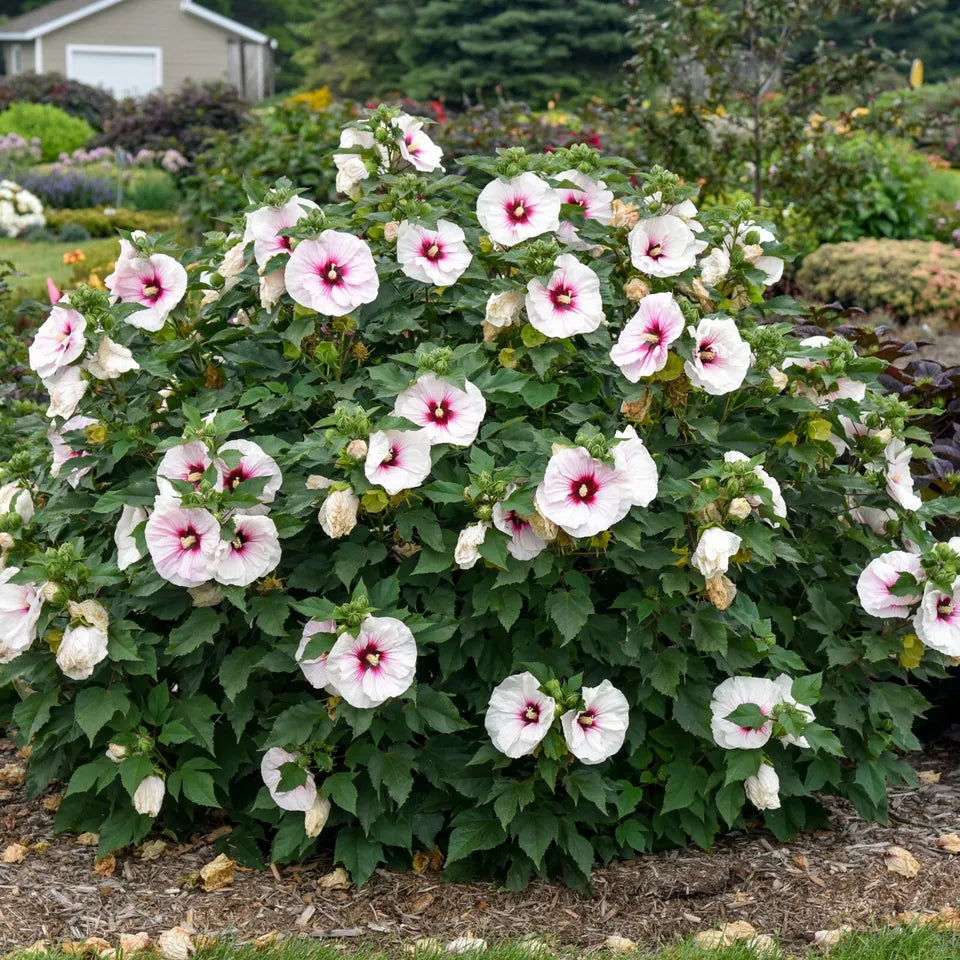 1 Live Potted Plant bush hibiscus ANGEL EYES new big flower hardy 2.5" pot