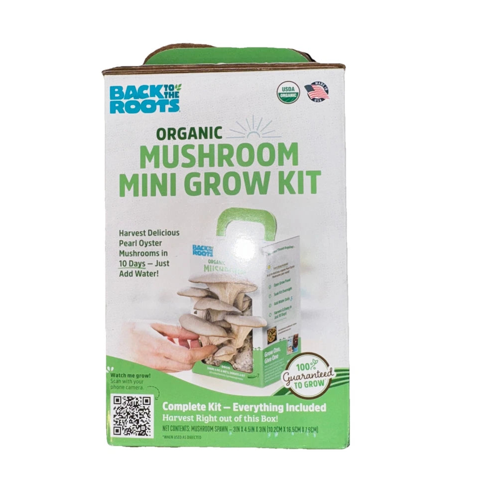 Organic Mini Pearl Oyster Mushroom Grow Kit | Back To The Roots | Easy Home Gardening | Perfect for Beginners